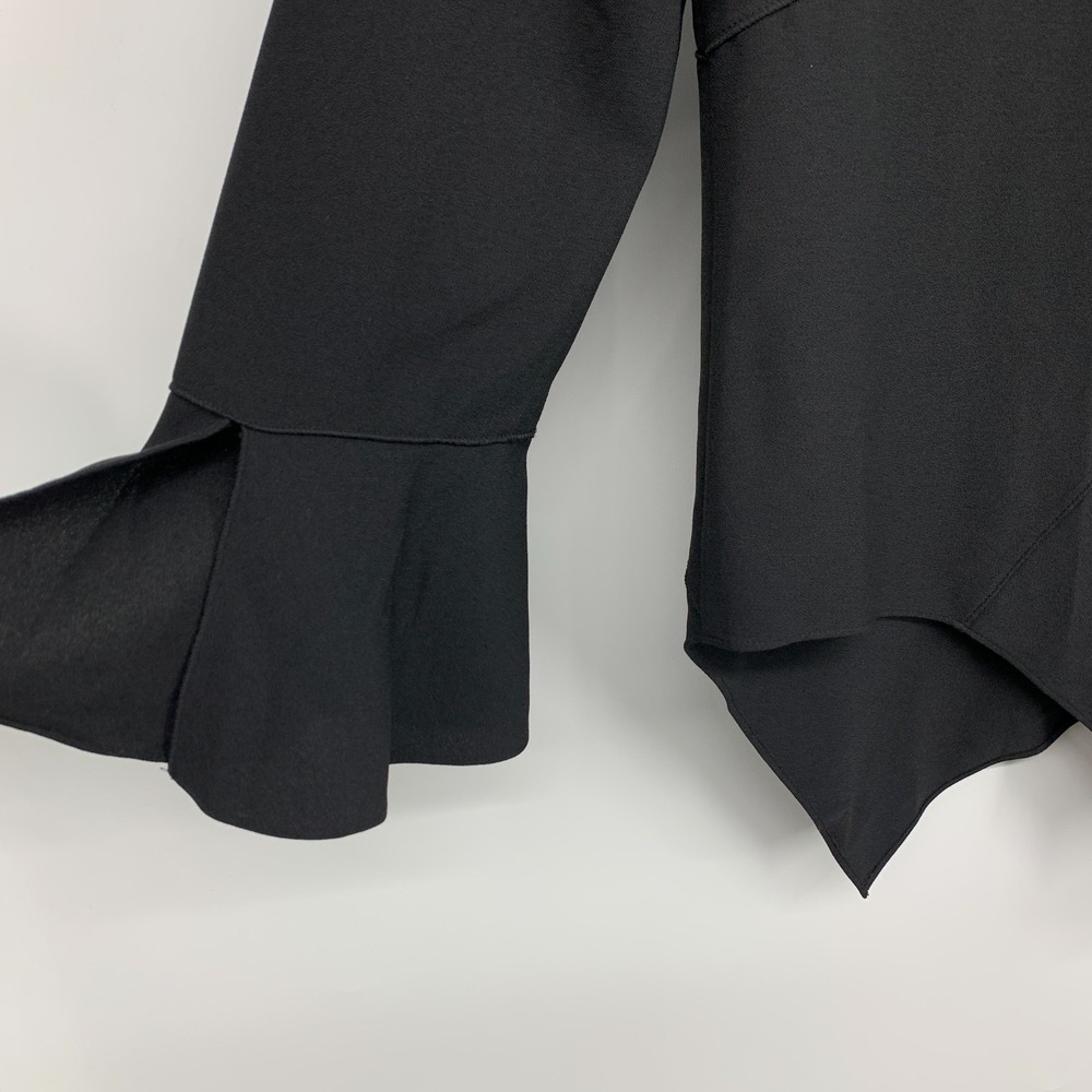Elie Tahari Top Black V Neck Asymmetrical Bell Long Sleeve Womens Size Medium - Picture 10 of 13